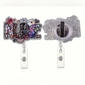 NURSE ID Badge Retractable Glitter